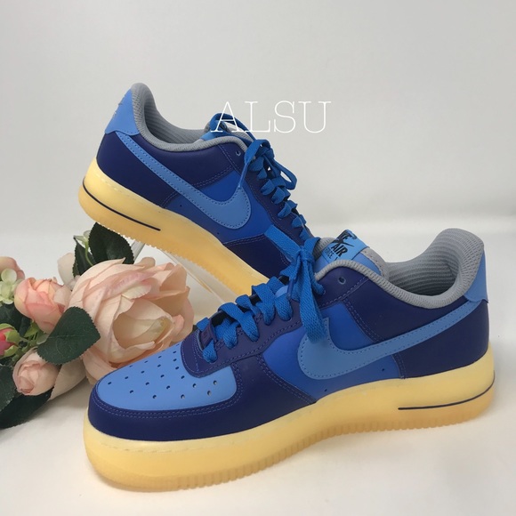 Nike Custom Air Force 1’07 Leather Blue Yellow W - Picture 2 of 8